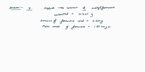 3-3-points-pretend-that-you-ran-the-acetylation-of-ferrocene-reaction-shown-below-and-that-you-used-0350-g-of-ferrocene-starting-material-an-excess-ofacetic-anhydride-aczo-and-a-catalytic-am-37985