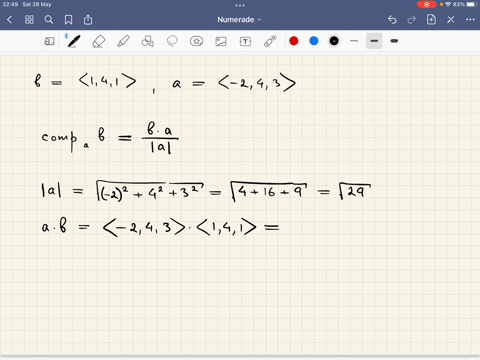 example-6-find-the-scalar-projection-and-vector-projection-of-b-1-4-onto-2-43-solution-since-ial-v-22-_-42-32-29-the-scalar-projection-of-onto-a-2x1-44-31-v29-compab-the-vector-projection-is-88755