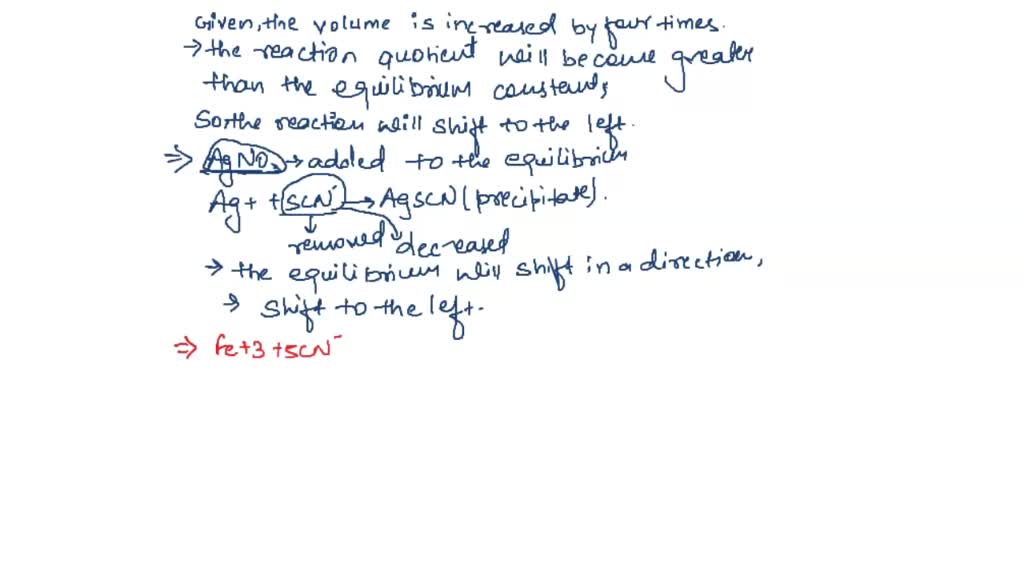 SOLVED: Consider the reaction: Fe3+ (aq) + SCN- (aq) = FeSCN2+ (aq) a ...