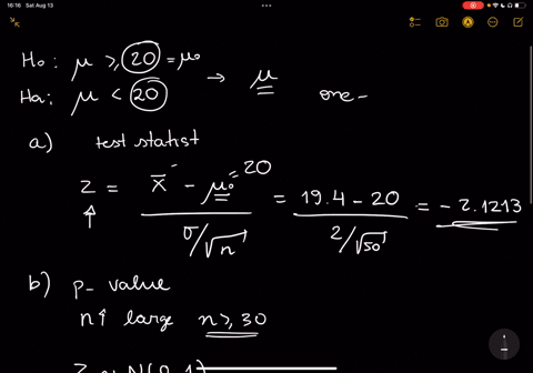 consider-the-following-hypothesis-test-h-0-p-20-ha-p-20-a-sample-of-50-provided-a-sample-mean-of-194-the-population-standard-deviation-is-2-compute-the-value-of-the-test-statistic-to-2-decim-76507