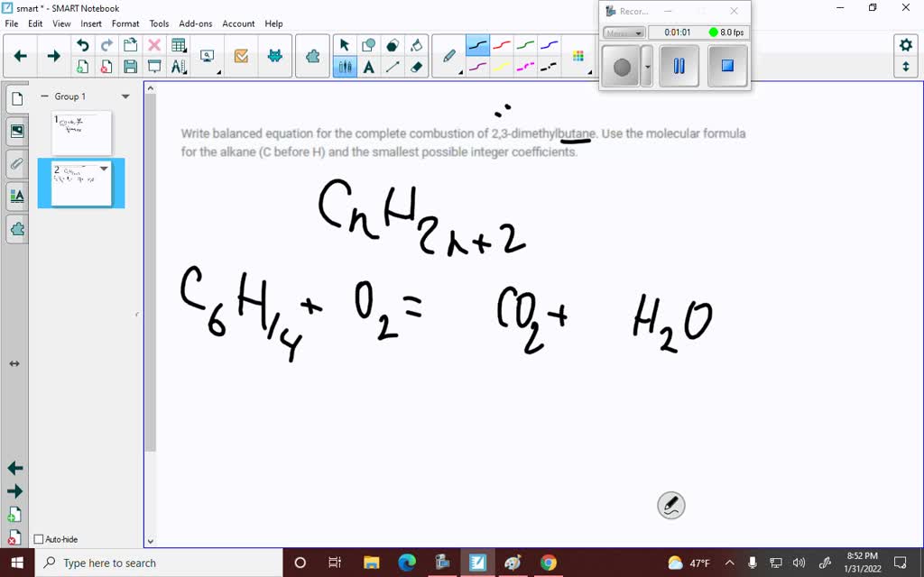 SOLVED: ' Write a balanced equation for the completed combustion ...