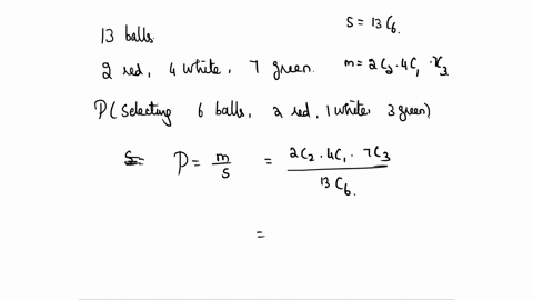 an-urn-incudes-13-balls-2-red-4-white-and-7-green-balls-the-probability-of-selecting-6-balls-including-2-red-1-white-and-3-green-is-select-one-a-00734-b-00082-c-00979-d-00816-e-02448-28158