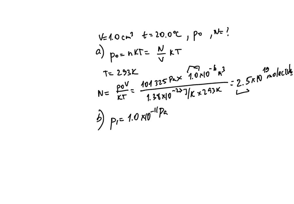 SOLVED: An ideal gas occupies a volume of 2.0 cm3 at 20.0 'Cand ...