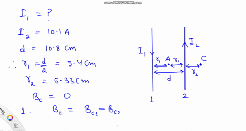 two-straight-parallel-wires-carry-currents-in-opposite-directions-as-shown-in-the-figure-one-of-the-wires-carries-a-current-of-i2-101-a-point-a-is-the-midpoint-between-the-wires-the-total-di-14991