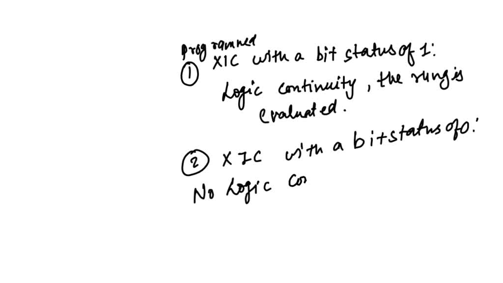 SOLVED A programmed XIC instruction with a bit status of 1 will have