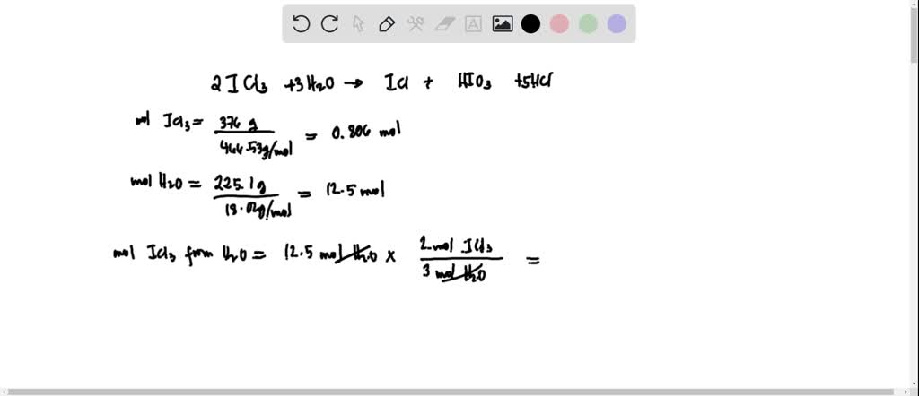 SOLVED: Calculate the maximum numbers of moles and grams of iodic acid ...