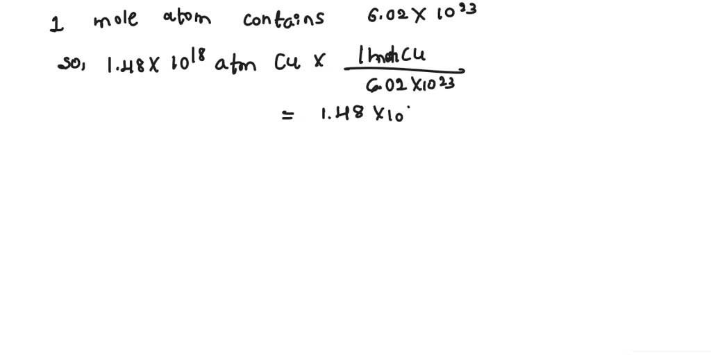 How many moles of Cu are in 1.48 × 1025 Cu atoms?