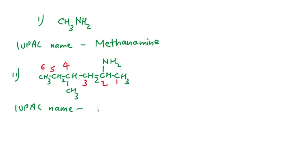 SOLVED: Write the systematic (IUPAC) names for the amines. The names ...