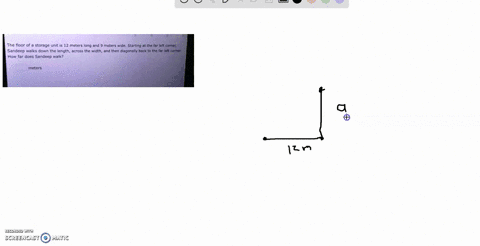 01-pythagorean-thcorem-tne-dloor-0f-0-starege-un-is-12-mcters-iong-and-9-meters-wide-storting-at-the-f2r-ieft-corne-sendcep-nelks-conn-tne-iength-jcross-thc-midth-und-then-diagonally-back-to-94489
