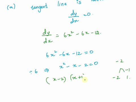 let-fx-2x3-_-3x2-12x-8-a-find-all-points-on-the-graph-of-flx-at-which-the-tangent-line-is-horizontal-b-find-all-points-on-the-graph-of-fx-at-which-the-tangent-line-has-slope-168-a-the-tangen-03685
