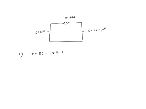 consider-an-rc-circuit-with-e-120-v-r-180-and-c-458-f-a-find-the-time-constant-for-the-circuit-b-find-the-maximum-charge-on-the-capacitor-c-find-the-initial-current-in-the-circuit-19328