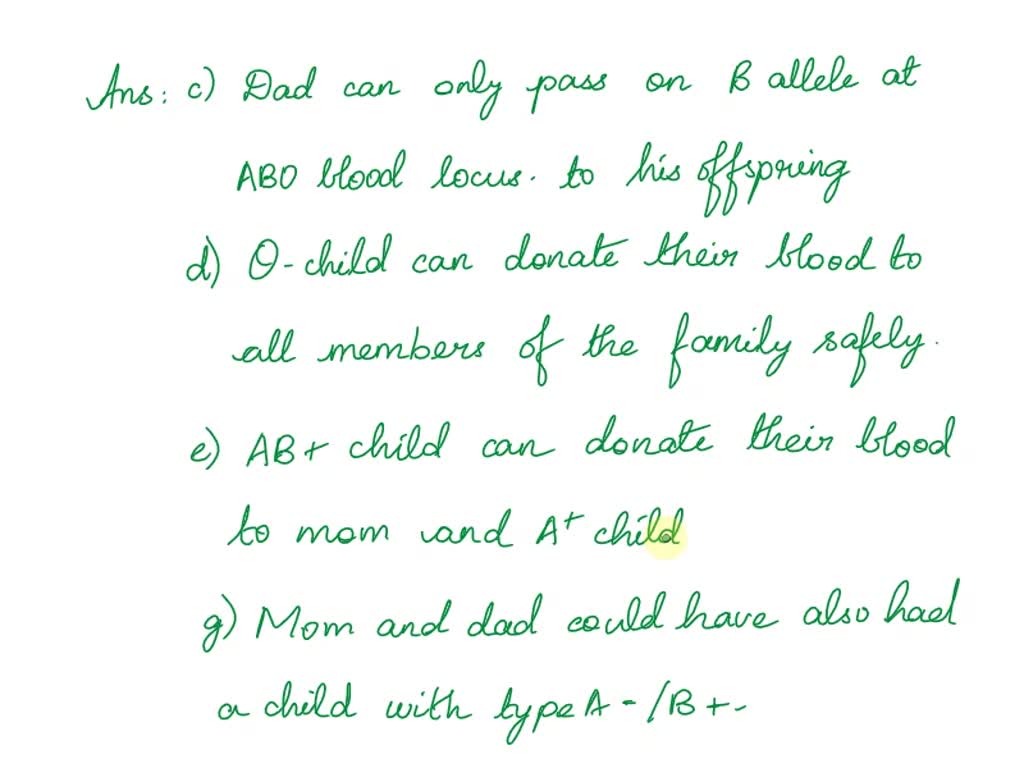 SOLVED A dad with type B+ blood has children with a mom with type A