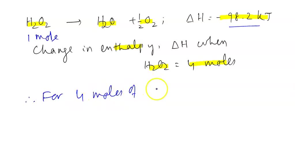 Solved Hydrogen Peroxide Decomposes According To The Following Thermochemical Reaction H2o2l 