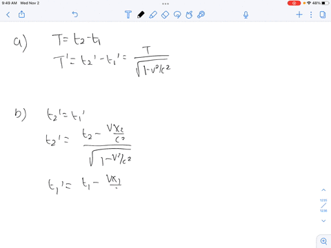 two-events-in-frame-s-are-separated-by-a-distance-d-x2-x1-and-a-time-interval-t-t2-t1-frame-s-is-moving-with-respect-to-s-with-a-speed-v-a-what-is-the-time-interval-t-t2-t1-as-seen-in-frame-86365