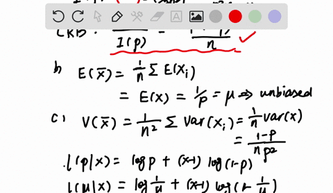 2_-let-x1x2-xn-be-an-iid-sample-from-a-geometric-distribution-with-probability-function-px-w-p1-pr-1-for-12-here-ex-1p-and-varx-1-p-p-calculate-the-cramer-rao-lower-bound-for-estimators-of-p-50107