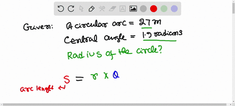 a-circular-arc-has-measure-27m-and-is-intercepted-by-a-central-angle-of-19-radians-find-the-radius-r-of-the-circle-do-not-round-any-intermediate-computations-and-round-your-answer-to-the-nea-45727