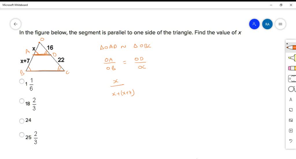 SOLVED: In the figure below, the segment is parallel to one side of the ...