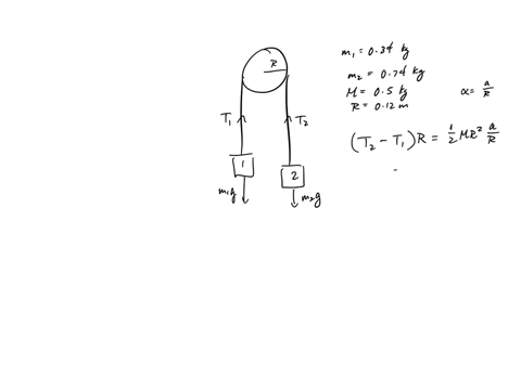 in-the-figure-below-two-blocks-of-mass-m1-340-g-and-m2-740-g-are-connected-by-a-massless-cord-that-is-wrapped-around-a-uniform-disk-of-mass-m-500-g-and-radius-r-120-cm-the-disk-can-rotate-wi-96112