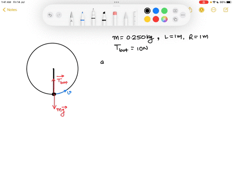 a-250-g-ball-swings-in-a-vertical-circle-at-the-end-of-a-1m-longstring-when-the-ball-is-at-the-bottom-of-the-circle-the-tensionin-the-string-is-10-na-what-is-the-velocity-of-the-ball-at-the-41735