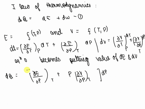 starting-with-the-first-law-of-thermodynamics-and-the-definitions-of-cp-and-cv-show-that-cp-cv-p-dudvtdvdtp-where-cp-and-cv-are-the-specific-heat-capacities-per-mole-at-constant-pressure-and-90989