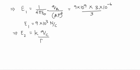 on-three-points-charges-are-placed-in-the-corners-of-a-equilateral-triangle-abc-with-sides-20-m-as-shown-in-the-figure_-find-the-electric-field-at-the-mid-point-p-of-side-bc-e-is-a-vector-ne-82688