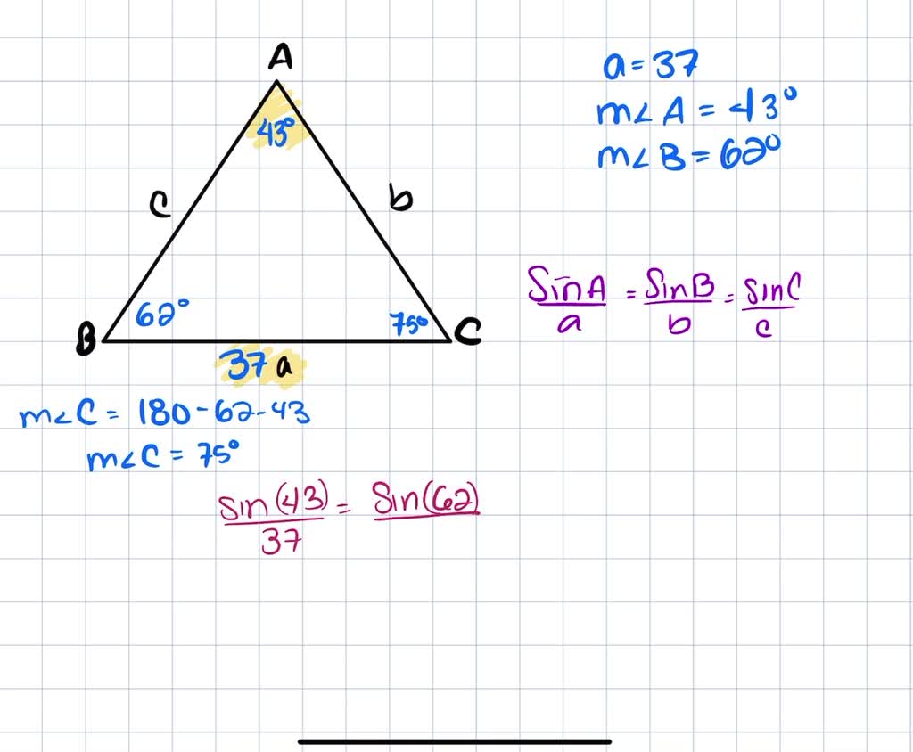 SOLVED: Use the Law of Sines to solve the triangle. Find the unknown ...