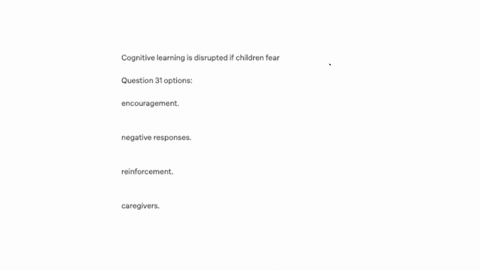 cognitive-learning-is-disrupted-if-children-fear-question-31-options-encouragement-negative-responses-reinforcement-caregivers