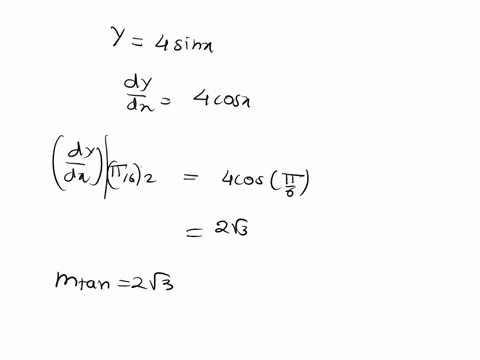find-the-equation-of-the-tangent-line-to-the-curve-y-4-siu-x-at-the-point-62-the-equation-of-this-tangent-line-can-be-written-in-the-form-y-ini-b-where-and-b-77685