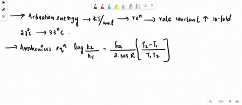 what-is-the-activation-energy-in-kjmol-of-a-reaction-that-has-its-rate-constant-increase-10-fold-as-it-goes-from-27-c-to-33-c-97031