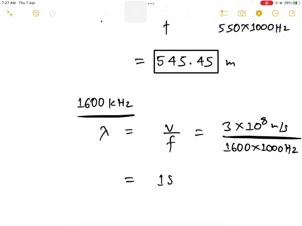 SOLVED: Problem (I) AM radio signals have frequencies between 550 kHz ...