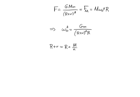 two-gravitating-masses-m-and-m-are-moving-in-circular-orbits-of-radii-r-and-r-respectively-about-their-common-centre-of-mass-find-the-angular-velocity-omega_0-of-the-line-joining-m-and-m-in-terms-of-r