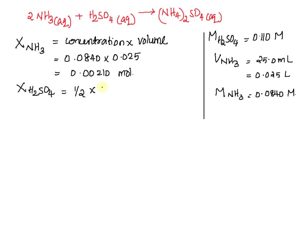 8. Ammonia and sulfuric acid react according to the equation given ...