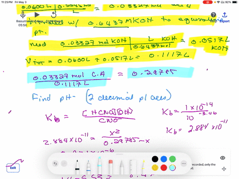 acids-and-bases-calculating-the-ph-at-equivalence-of-a-titration-2-5-a-chemist-titrates-600-mathrmml-of-a-05545-m-cyanic-acid-mathrmhcno-solution-with-06437-m-mathrmkoh-solution-at-25-circ-mathrmc-cal