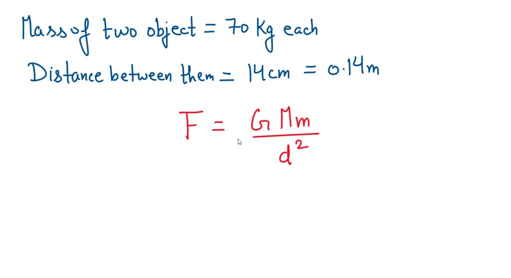 SOLVED: Calculate the force of gravitation between two objects each of ...