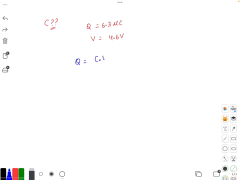 what-is-the-capacitance-of-a-capacitor-that-stores-63-mu-mathrmc-of-charge-on-its-plates-when-a-voltage-of-46-v-is-applied-between-them-number-square-units-square