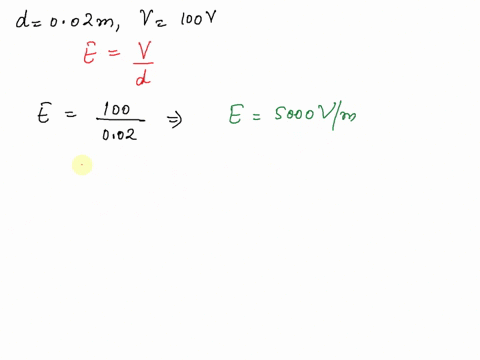 an-electron-is-accelerated-from-rest-between-two-parallel-charged-plates-in-vacuun-with-potential-difference-of-100-v-as-shown-in-figure-below-the-plates-are-separated-by-distance-of-002-m-0-27205