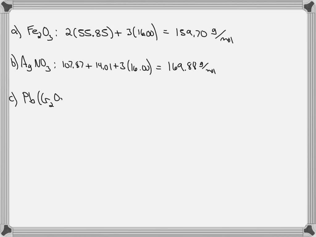 Solved 9 Calculate The Molar Mass For Each Of The Following Compounds A H2se B K2o C Pbcl2