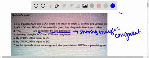 melissas-proof-1-for-triangles-aob-and-cod-angle-1-is-equal-to-angle-2-as-they-are-vertical-angles-2-ao-oc-and-bo-od-because-it-is-given-that-diagonals-bisect-each-other-3-the-are-congruent-81945