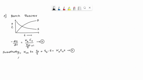 the-rate-of-reaction-for-an-enzyme-catalyzed-substrate-in-a-batch-reactor-can-be-described-by-the-following-relationship-substrate-is-a-mixture-of-organic-compounds-used-as-food-for-microorg-47011