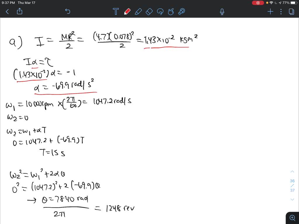 SOLVED A centrifuge rotor rotating at 10000 rpm is shut off and is eventually brought to rest