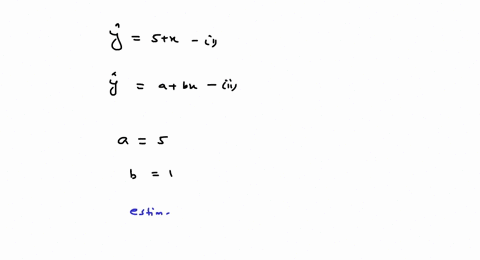 suppose-the-following-is-the-estimated-equation-from-a-simple-linear-regression-analysis-y5x-find-the-estimated-slope-parameter-find-the-estimated-y-intercept-is-the-slope-positive-or-negati-53205