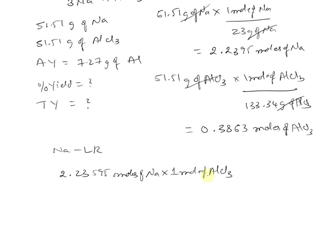 SOLVED Sodium reacts with aluminum chloride to form sodium chloride