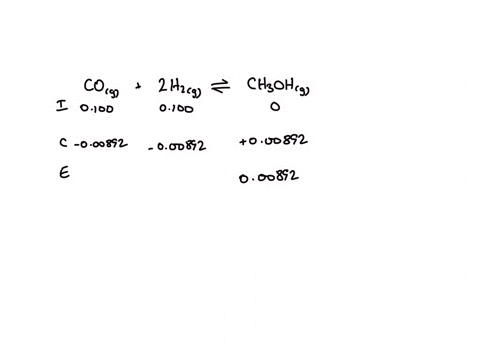 methanol-is-produced-according-to-the-following-equation-cog-2h2g-ch3ohg-in-an-experiment-1000-mole-each-of-co-and-h2-were-allowed-to-react-in-a-sealed-100-l-reaction-vessel-at-500k-when-the-25861