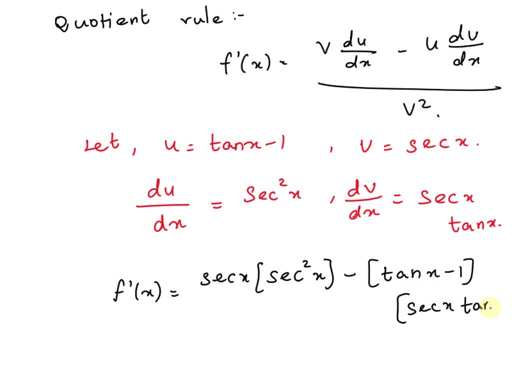 SOLVED Use the Quotient Rule to compute the derivative of the function