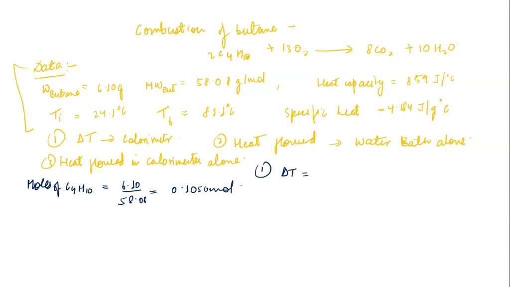 SOLVED: The combustion of 2.41 g of butane (C4H10) in a calorimeter ...