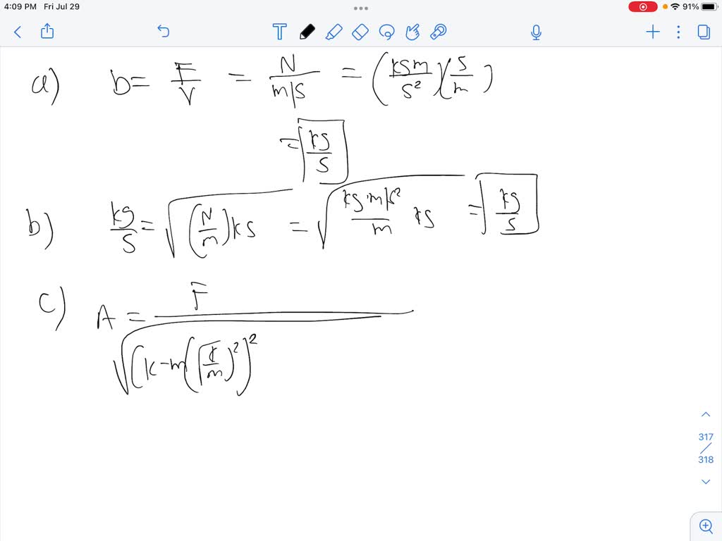 SOLVED: A Sinusoidally Varying Driving Force Is Applied To A Damped ...