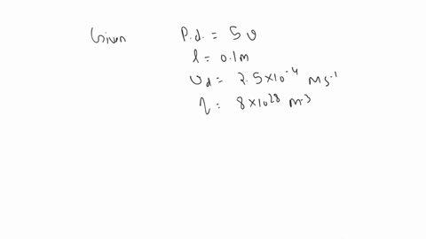 when-5-v-potential-difference-is-applied-across-a-wire-of-length-01-m-the-drift-speed-of-electrons-is-25-104-ms-if-the-electron-density-in-the-wire-is-8-1028-m3-calculate-the-resistivity-of-the-materi