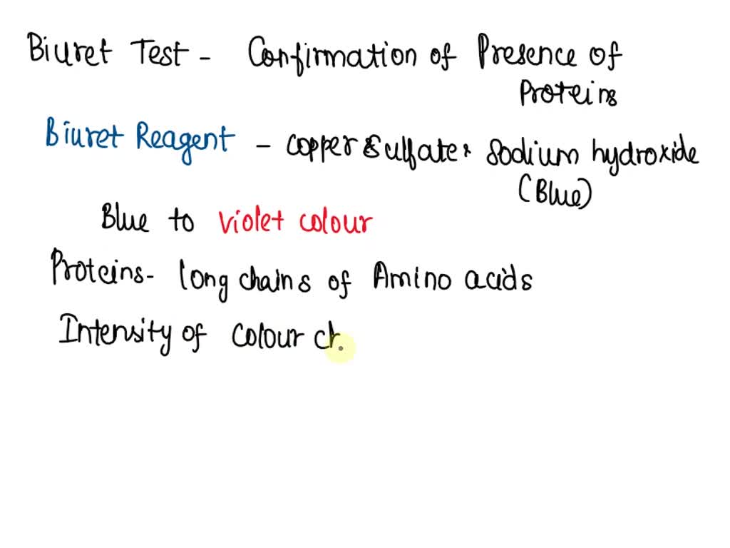 SOLVED Biuret test for protein. The amino acids had a blue color as a