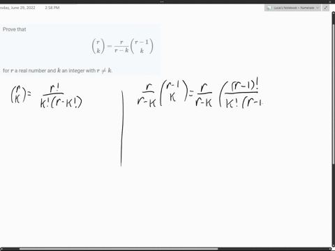 prove-that-leftbeginarrayl-r-k-endarrayrightfracrr-kleftbeginarrayc-r-1-k-endarrayright-for-r-a-re-2-76073
