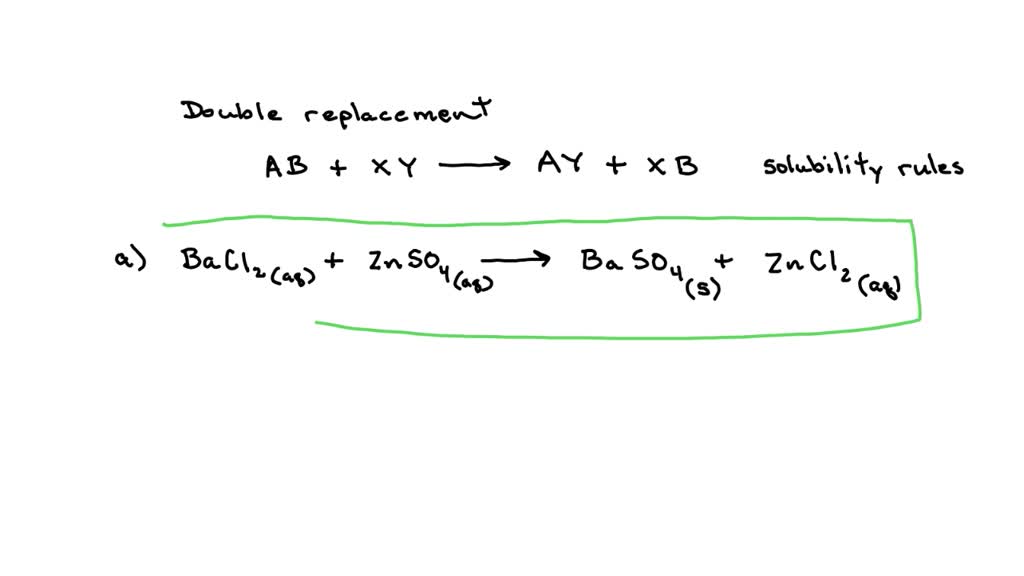 SOLVED Consider the reaction between barium chloride and zinc sulfate (a) give the molecular